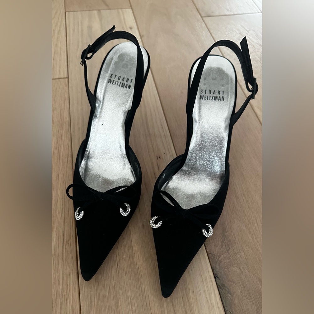Stuart Weitzman fabric fancy sling back heels 5.5 - Picture 9 of 16